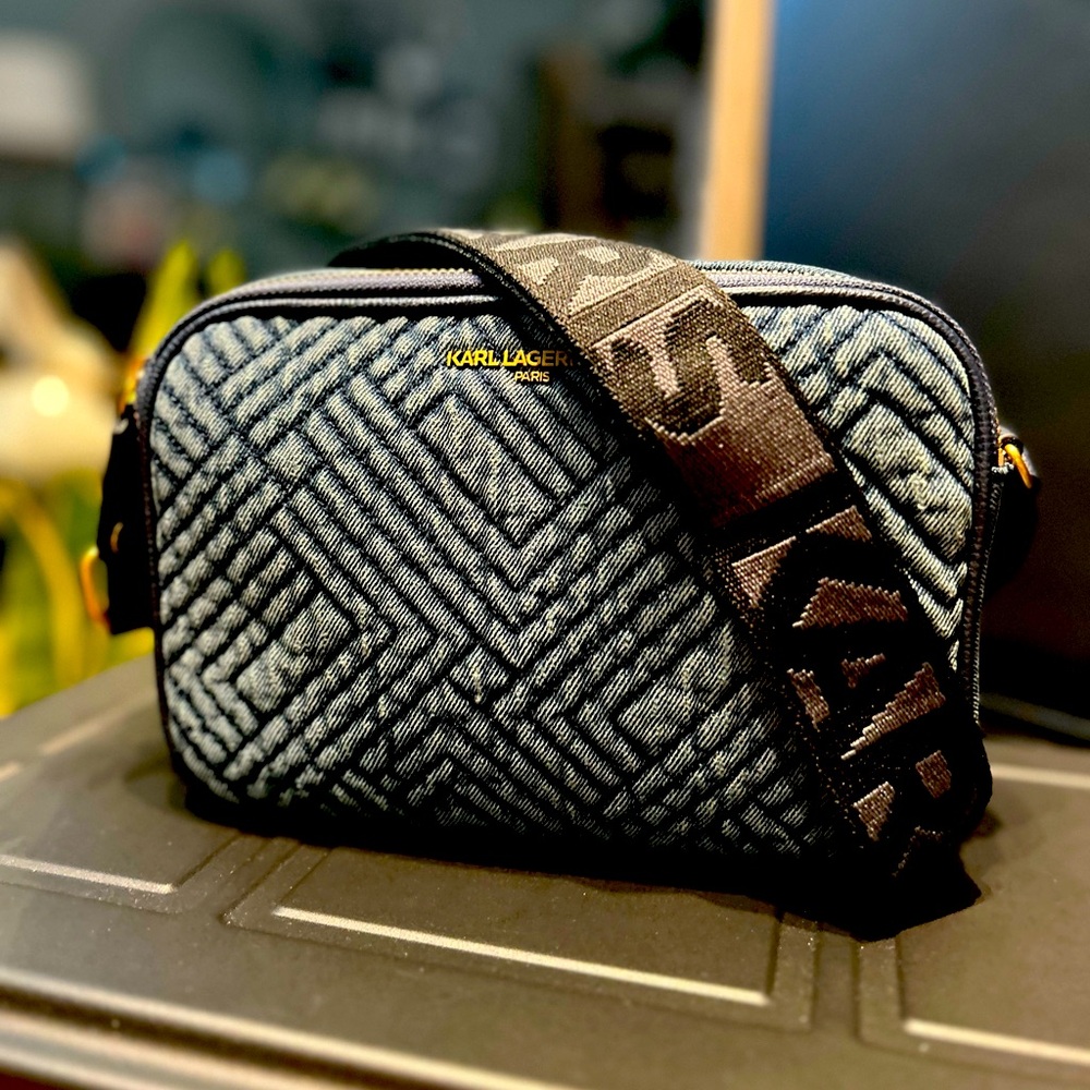Karl Lagerfeld Paris maybelle Crossbody Camara Style Bag Denim New With Tags